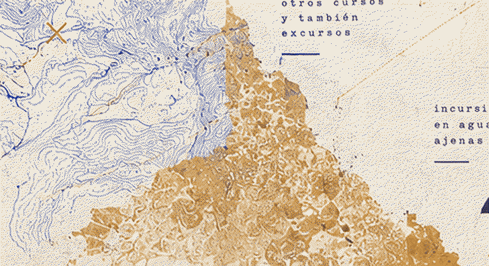 Relieve ocre y curvas de agua
